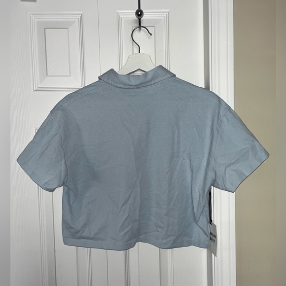 NWT Aritzia Sunday Best Roland cropped short sleeve blue polo shirt - Picture 5 of 6